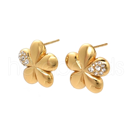 304 Stainless Steel Rhinestone Stud Earrings EJEW-P316-11G-1