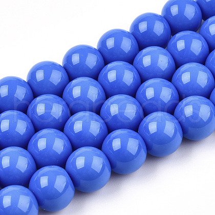 Opaque Solid Color Glass Beads Strands X-GLAA-T032-P8mm-11-1
