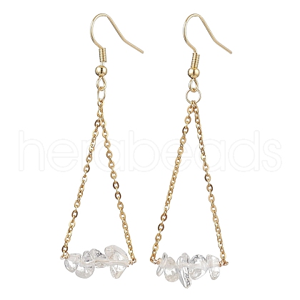 304 Stainless Steel with Natural Quartz Crystal Dangle Earrings EJEW-JE06010-09-1