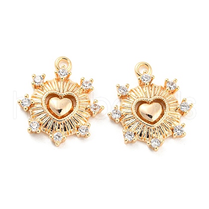 Brass Micro Pave Cubic Zirconia Charms KK-E090-32G-1