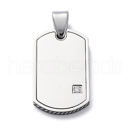 304 Stainless Steel Micro Pave Cubic Zirconia Pendants STAS-U043-24P-1