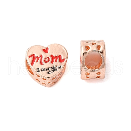 Mother's Day Rack Plating Alloy Enamel European Beads PALLOY-S189-53RG-1
