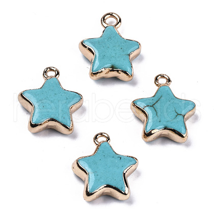 Star Synthetic Turquoise Pendants G-N326-69C-01-1