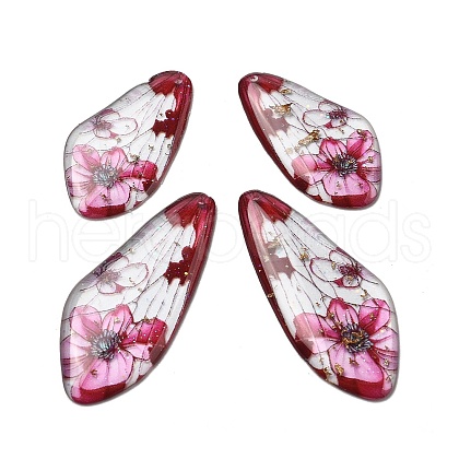 4Pcs Transparent Epoxy Resin Butterfly Wings Pendants RESI-C057-07B-1