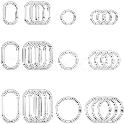 SOFPLATE 24Pcs 6 Styles Zinc Alloy Spring Gate Rings FIND-SP0001-11-1