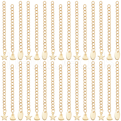 Beebeecraft 30Pcs 3 Styles 304 Stainless Steel Chain Extender STAS-BBC0005-48-1