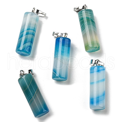 Natural Banded Agate Pendants G-E135-02P-13-1