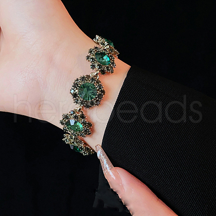 Alloy Rhinestone Flower Link Bracelets for Women WGB743E-03-1