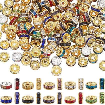 SOFPLATE 200Pcs 10 Colors Brass Rhinestone Spacer Beads RB-SP001-08B-1