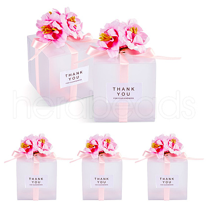 Clear PVC Candy Gift Packaging Boxes with Ribbon & Artificial Flower CON-TAC0001-20A-1