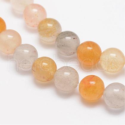 Round Natural Yellow Hematoid Quartz Beads Strands G-D796-8mm-1