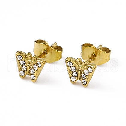 Crystal Rhinestone Butterfly Stud Earrings EJEW-P212-18G-1