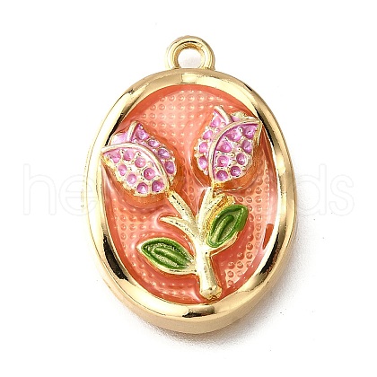 Flower Alloy Enamel Pendants ENAM-K076-07A-G-1