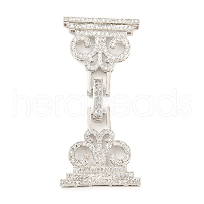 Rack Plating Brass Micro Pave Clear Cubic Zirconia Fold Over Clasps ZIRC-F140-06P-1