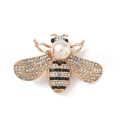 Bees Alloy Rhinestone Brooches for Backpack Clothes JEWB-M071-01KCG-1