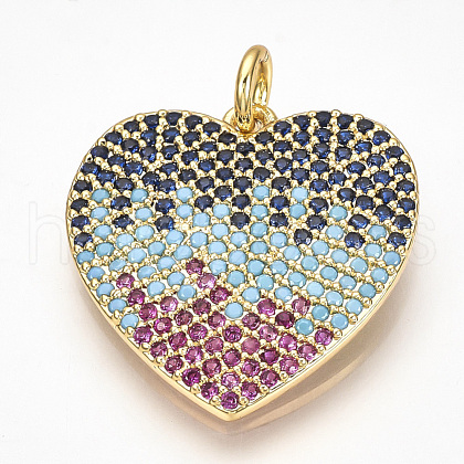 Brass Micro Pave Cubic Zirconia Pendants ZIRC-T004-02G-1