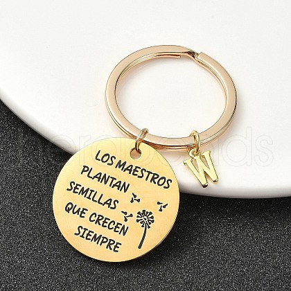 201 Stainless Steel & Brass Letter Keychain KEYC-YW00095-23-1