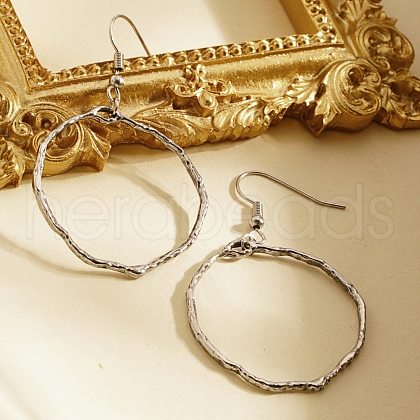 Stainless Steel Dangle Round Earrings for Women NI1890-2-1