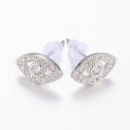 Brass Micro Pave Cubic Zirconia Ear Studs ZIRC-E132-04B-P-1