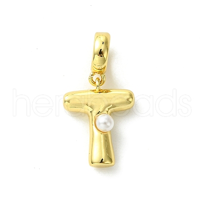 Rack Plating Brass with ABS Plastic Pearl European Dangle Charms KK-G501-02T-G-1