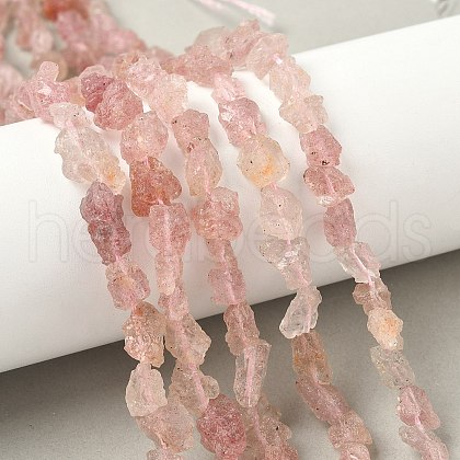 Raw Rough Natural Strawberry Quartz Beads Strands G-M453-C07-1