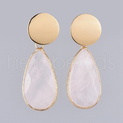 Natural Rose Quartz Dangle Earrings EJEW-JE03522-3-1