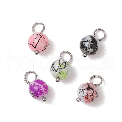 Drawbench & Baking Painted Glass Pendants PALLOY-JF03540-01-1