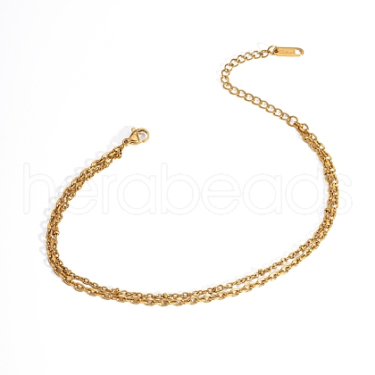 Elegant Stainless Steel Double-Strand Cable Chain Anklets HM7489-4-1
