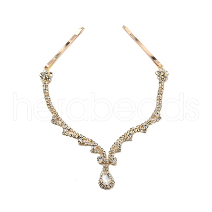 Alloy Rhinestone Hair Chain OHAR-M044-01G-1