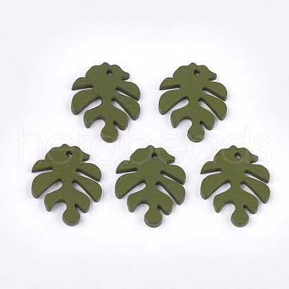 Painted Poplar Wood Pendants WOOD-T021-11K-1
