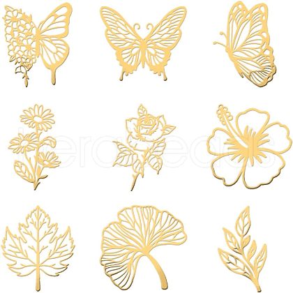 Olycraft 9Pcs 9 Styles Custom Carbon Steel Self-adhesive Picture Stickers DIY-OC0009-14B-1
