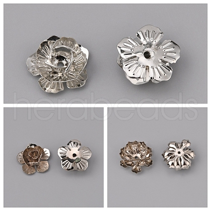 30Pcs 3Style 5-Petal Iron Bead Caps IFIN-CC0001-04-1