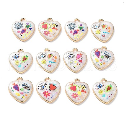 Rack Plating Alloy Enamel Pendants X-FIND-E043-02KCG-1