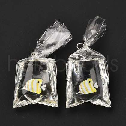 Resin Pendants with Iron Jump Ring RESI-A015-03C-1