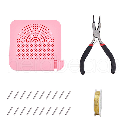 DICOSMETIC 1 Set ABS Plate with Zinc Alloy Sticks and 1Pc Carbon Steel Round Nose Pliers TOOL-DC0001-14-1