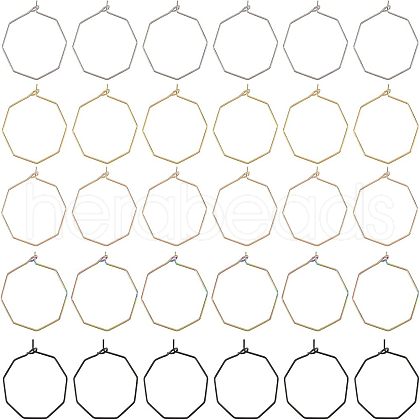 Unicraftale 30Pcs 5 Colors Ion Plating(IP) 316 Surgical Stainless Steel Hoop Earrings Findings STAS-UN0030-95-1