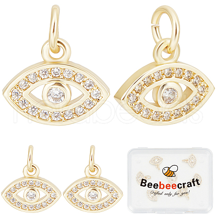 Beebeecraft 10Pcs Rack Plating Brass Clear Cubic Zirconia Charms ZIRC-BBC0003-06-1