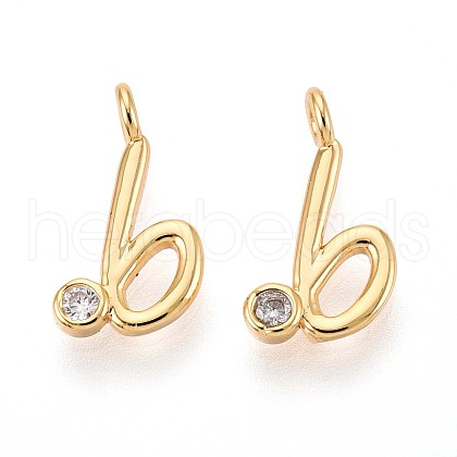 Brass Micro Pave Cubic Zirconia Charms KK-N263-97G-B-1