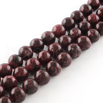 Dyed Natural Sesame Jasper Round Beads Strands G-R342-8mm-11-1