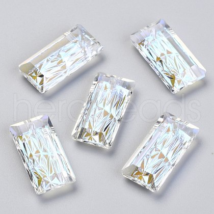 Embossed Glass Rhinestone Pendants GLAA-J101-07B-001SI-1