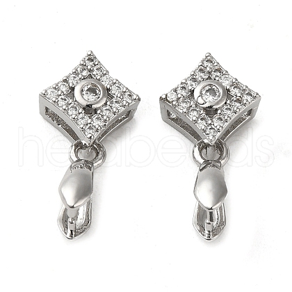 Rack Plating Brass Micro Pave Clear Cubic Zirconia Ice Pick Pinch Bails KK-K340-32P-1