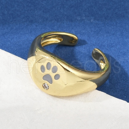 Brass Micro Pave Cubic Zirconia Adjustable Cuff Rings for Women RJEW-C129-06G-1