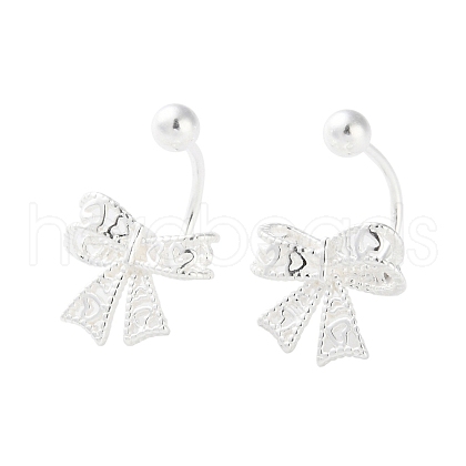 999 Fine Silver Bowknot Ear Plugs Gauges EJEW-P296-15S-1