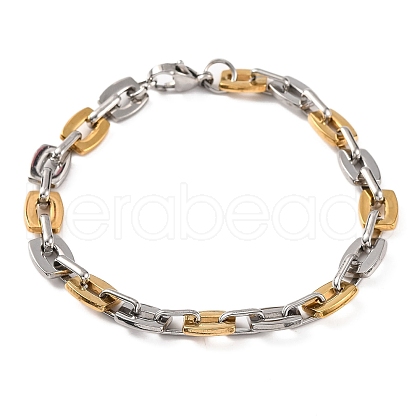 201 Stainless Steel Rectangle Link Chain Bracelets BJEW-B078-51GP-1