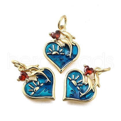 Brass Micro Pave Cubic Zirconia Pendants KK-S523-06G-1