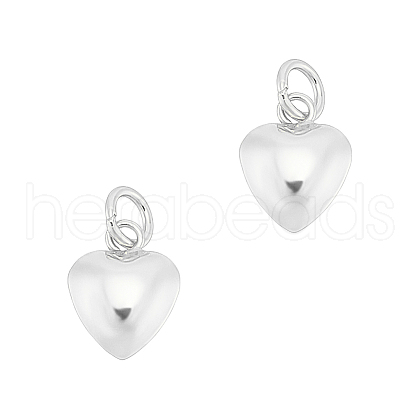 Unicraftale 2Pcs 925 Sterling Silver Puffed Heart Charms with Jump Rings STER-UN0001-61S-1