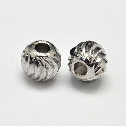 Rack Plating Brass Corrugated Round Spacer Beads KK-I600-4mm-P-RS-1