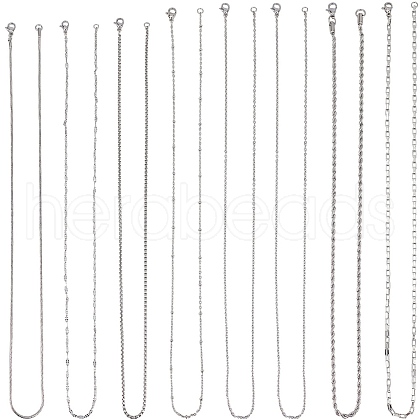 SUNNYCLUE 8Pcs 8 Styles 304 Stainless Steel Chain Necklaces Set NJEW-SC0001-07-1