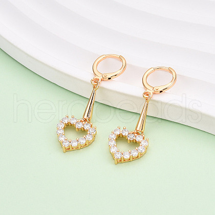 Brass Micro Pave Cubic Zirconia Leverback Earrings EJEW-N058-18A-G-1