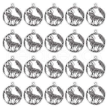 SUNNYCLUE 60Pcs Tibetan Style Alloy Howling Wolf Pendants TIBEP-SC0002-66-1